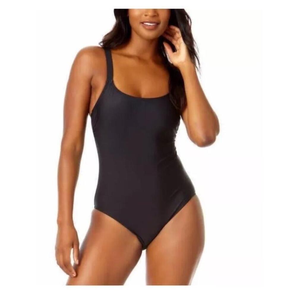 Hurley Women's One-Piece UPF Stretch Midweight Swimsuit, Black, Size Medium..AL